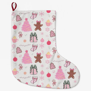 Roze Kerstpatroon Grote Kerstsok