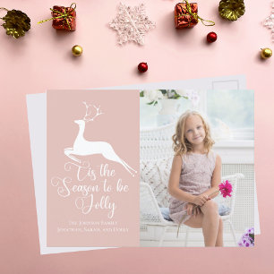 roze kerstrendierfoto's briefkaart
