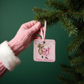 Roze Kerstretro  Kerstman Brief Keramisch Ornament