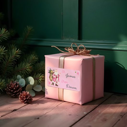 Roze Kerstretro Kerstman naar Van Etiket