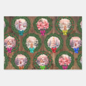 Roze Kerstscènes Inpakpapier Vel (Voorkant)