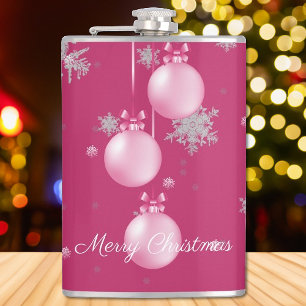 Roze kerstsierfeestfles heupfles