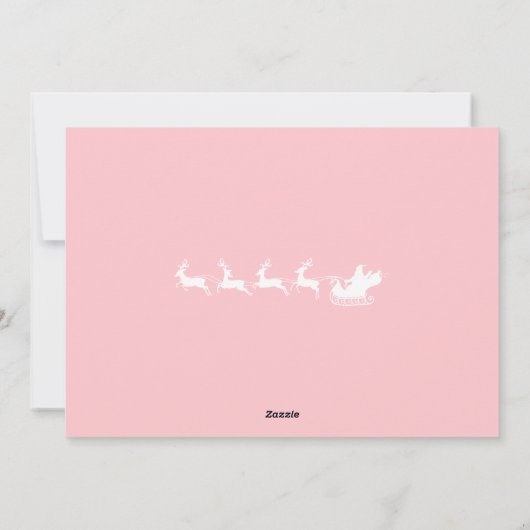 Roze kerstsneeuw en sinterklaas met rendieren feestdagenkaart (Achterkant)