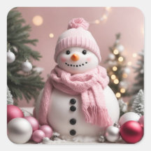  roze kerstsneeuwman