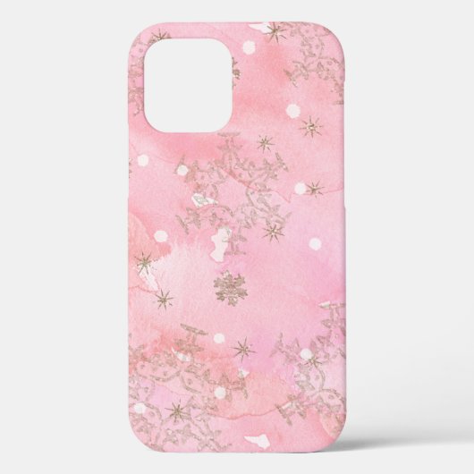 Roze Kerstsneeuwvlokken Boho Patroon Case-Mate iPhone Case (Achterkant)