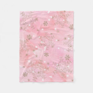 Roze Kerstsneeuwvlokken Boho Patroon Fleece Deken