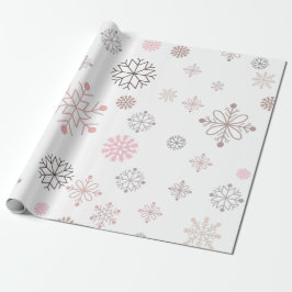 Roze kerstsnowflake ompakpapier cadeaupapier