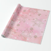 Roze kerstsnowflakes Boho Pattern Cadeaupapier (Uitgerold)