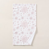 roze kerstsnowflakes op winterwit bad handdoek (Handdoek)