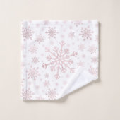 roze kerstsnowflakes op winterwit bad handdoek (Wasdoekje)