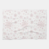 roze kerstsnowflakes op winterwit theedoek (Horizontaal)