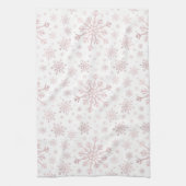 roze kerstsnowflakes op winterwit theedoek (Verticaal)