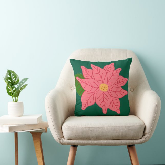 Roze Kerstster  Kussen (Stoel)