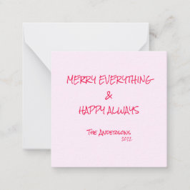 Roze Kerststok Happy Holidays Prettig Alles Notitiekaartje