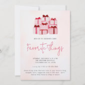 Roze Kerstvakantie Favoriete Dingen Feest Kaart (Voorkant)