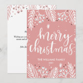 Roze kerstvakantie Kaart (Voorkant / Achterkant)