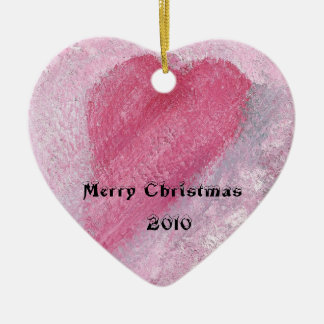 Roze kerstversiering C30 met hart Keramisch Ornament