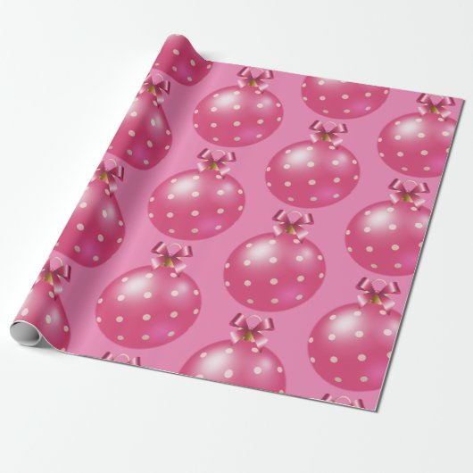 Roze kerstversiering cadeaupapier (Uitgerold)
