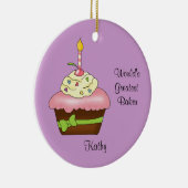 Roze kerstversiering keramisch ornament (Rechts)