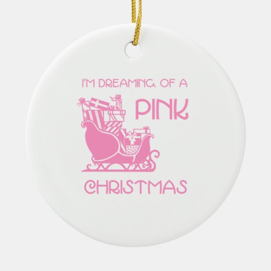 Roze kerstversiering keramisch ornament (Voorkant)