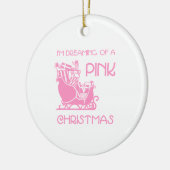 Roze kerstversiering keramisch ornament (Links)