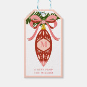 Roze kerstversiering Label met cadeau voor het roz Cadeaulabel (Voorkant)