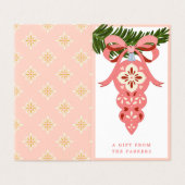 Roze kerstversiering met kerstcadeau Label Kaart (Buitenkant ongevouwen)
