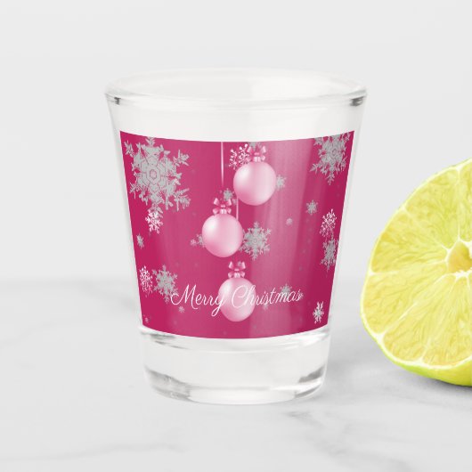 Roze kerstversiering Scheerglas Shot Glas (Voorkant)