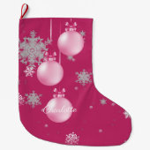 Roze kerstversiering stoppen grote kerstsok (Voorkant)