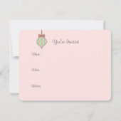 Roze Kerstversiering Uitnodigingen (Achterkant)