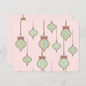 Roze Kerstversiering Uitnodigingen (Voorkant / Achterkant)