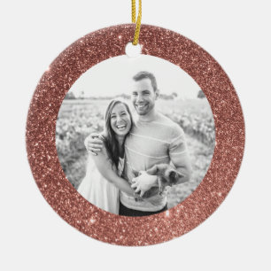 Roze kerstversiering van het Lijst Glitter op fees Keramisch Ornament