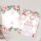 Roze Kerstversiering Winter Baby shower Kaart