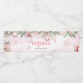 Roze Kerstversiering Winter Baby shower Waterfles Etiket (Enkel label)