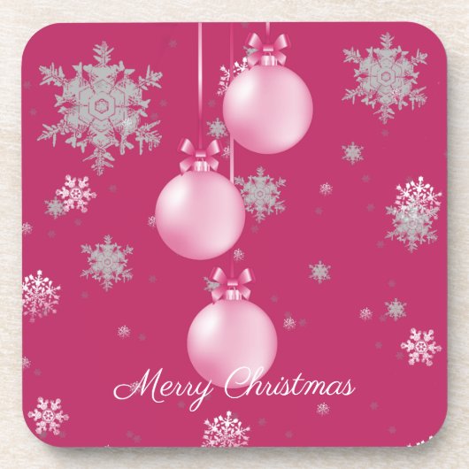 Roze kerstversieringsbeverage Coaster Bier Onderzetter (Voorkant)