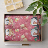 Roze kerstwinterpinguïns Snowflakes voor kinderen Tissuepapier (Geschenk)