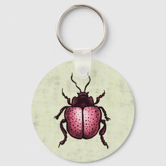 Roze ketel QR Code Cute Insect Art Entomology Sleutelhanger (Voorkant)
