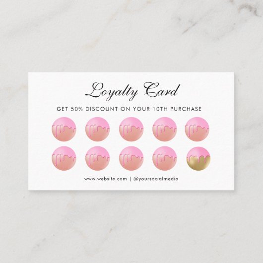 Roze keukengerei & cupcakes Flat Loyalty Kaart (Achterkant)