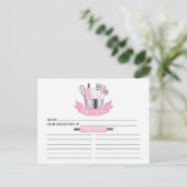 Roze Keukengerei Vrijgezellenfeest Recept Kaarten (Staand voorkant)