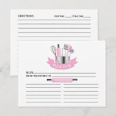 Roze Keukengerei Vrijgezellenfeest Recept Kaarten (Voorkant / Achterkant)