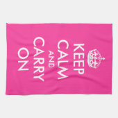 Roze keukenhanddoek | Blijf kalm en ga verder (Horizontaal)