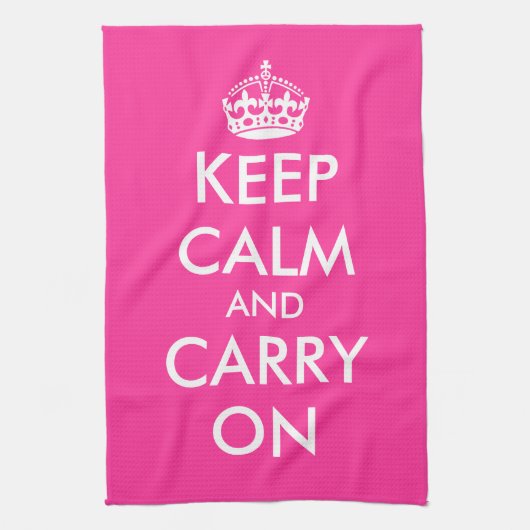 Roze keukenhanddoek | Blijf kalm en ga verder (Verticaal)