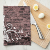 Roze keukenhanddoek Eiffel Grunge Kitchen (Quarter Fold)