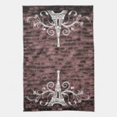 Roze keukenhanddoek Eiffel Grunge Kitchen (Verticaal)