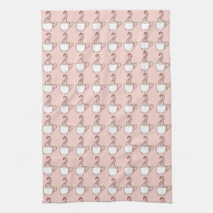 Roze keukenhanddoek voor koffie