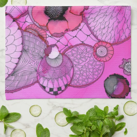 Roze keukenhanddoeken voor verrassingen (Gevouwen)