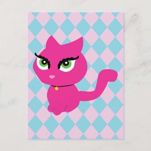 Roze keuty Cat Briefkaart (Voorkant)