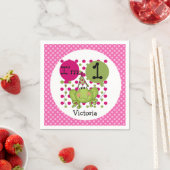 Roze kikker 1e verjaardag Papier servetten (Insitu)