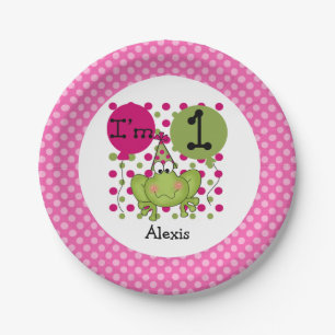 Roze kikker 1st Birthday Paper Borden Papieren Bordje