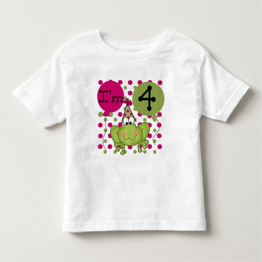 Roze Kikker 4e Verjaardag Tshirts en geschenken (Voorkant)